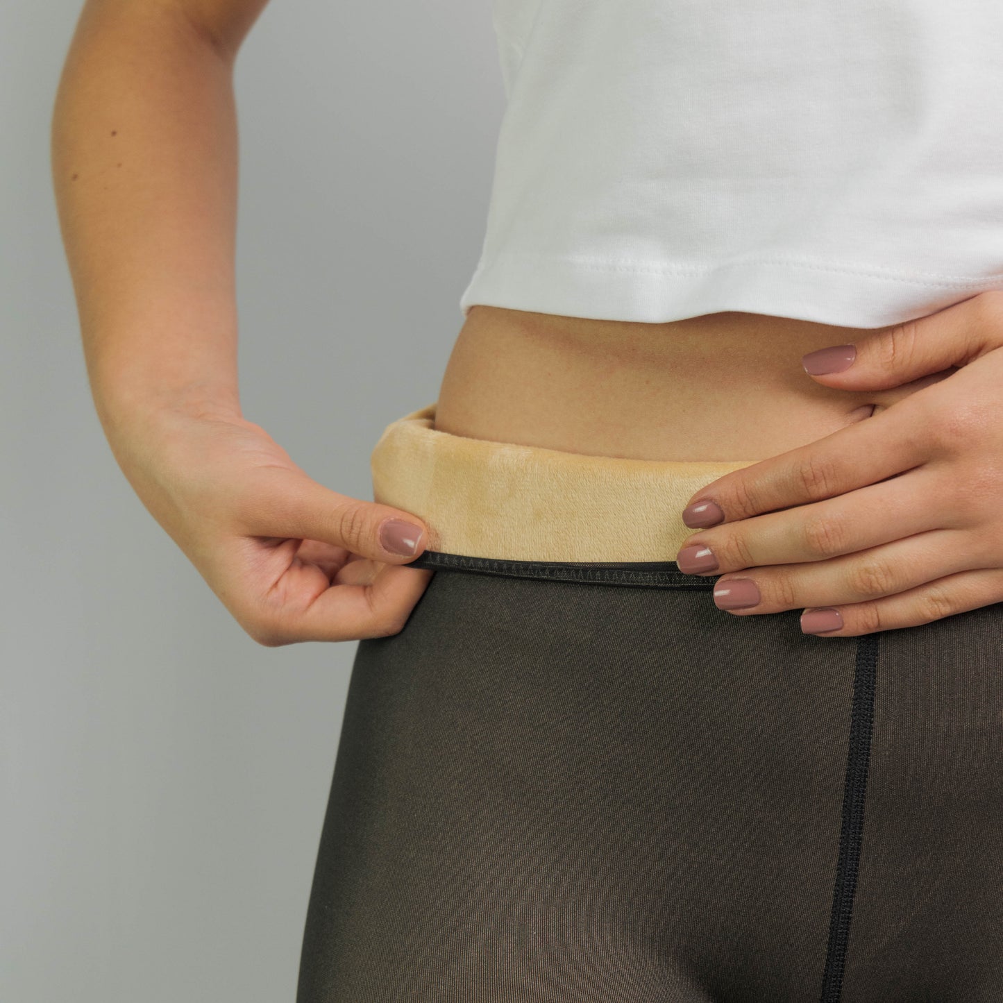 Collant Thermique Doublé en Polaire Marron