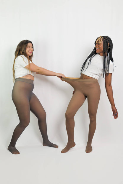 Collant Thermique Doublé en Polaire Marron