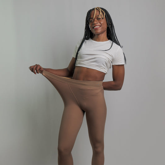 Collant Thermique Doublé en Polaire Marron